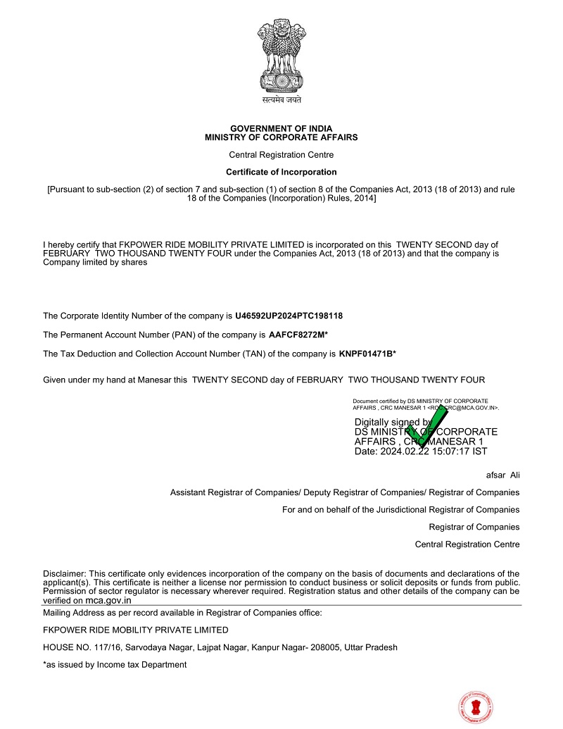 FK Power Certificate